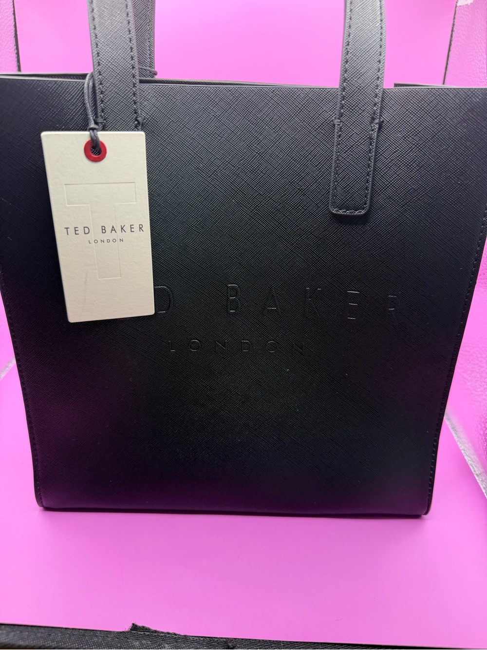 NWT Ted Baker London Black Tote Bag "The Icon" Embossed Logo - Picture 2 of 7